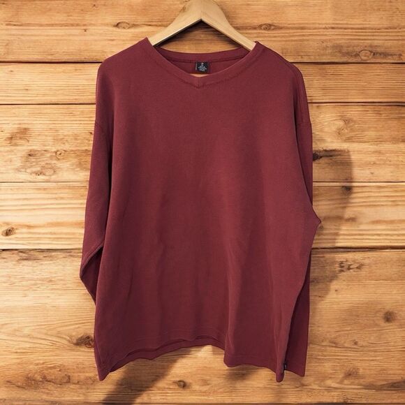 LL BEAN Rust V-Neck Sweater vintage men’s size large 100% cotton men’s XL - Picture 1 of 5